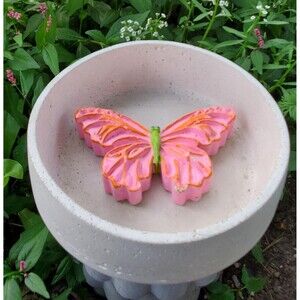 7" Cement Bee Watering Station, Butterfly Puddler Dish, Pollinator Garden